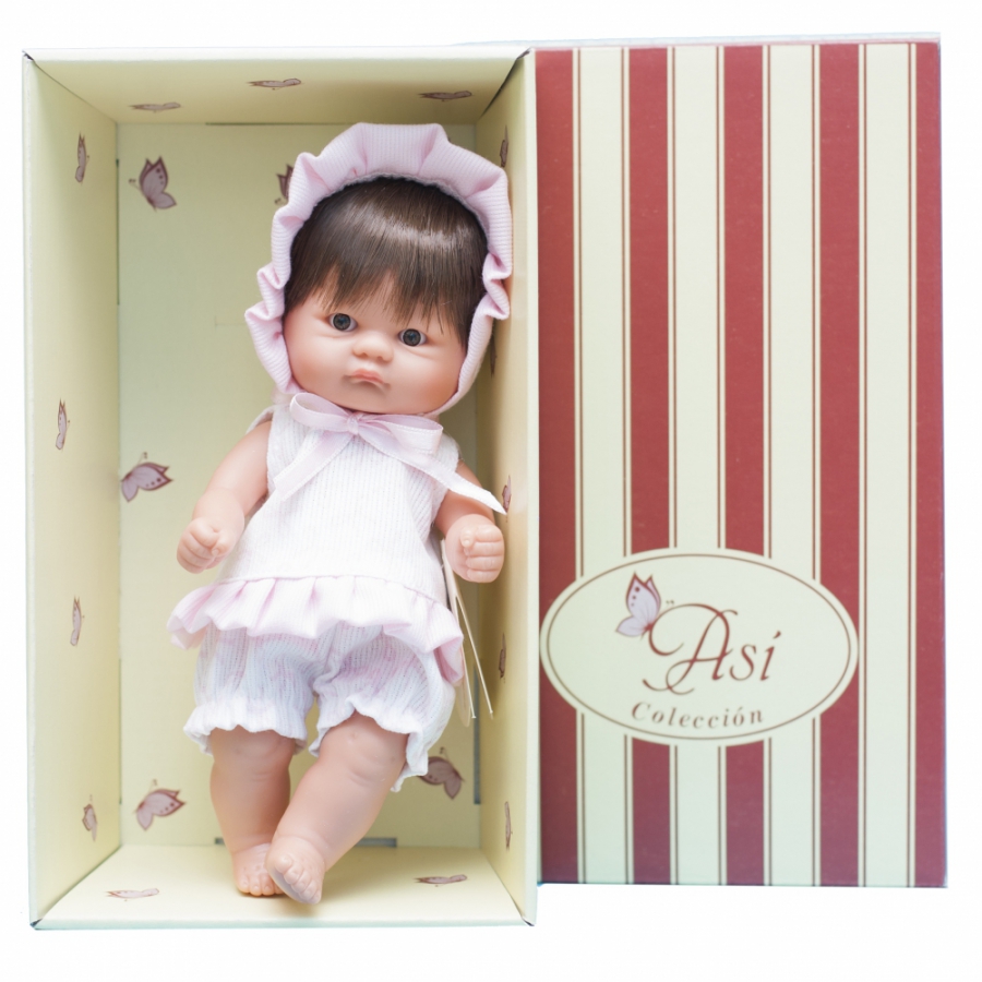 Кукла пупсик в розовом чепчике на завязочках, 20 см.  